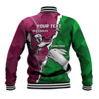 Personalised Rabbitohs And Eagles Rugby Baseball Jacket NRL 2024 Dynamic Together