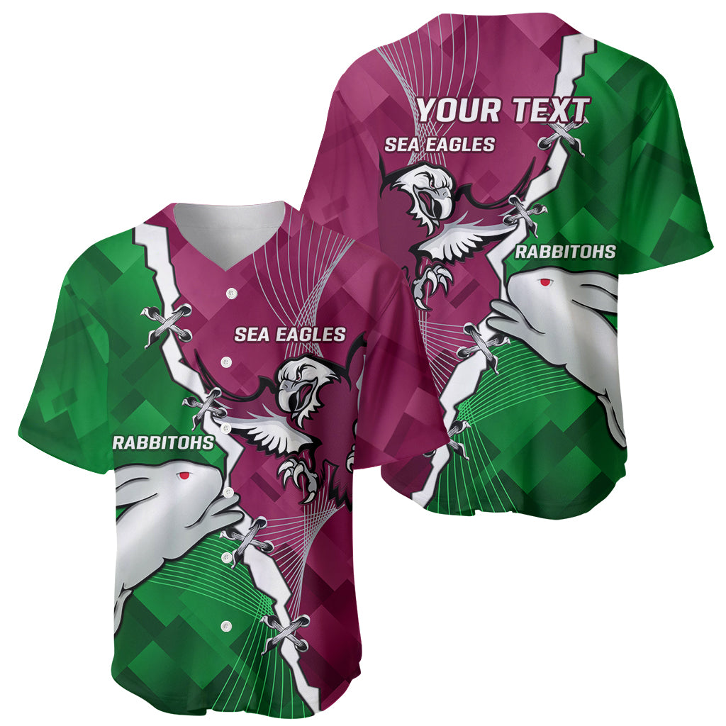 Personalised Rabbitohs And Eagles Rugby Baseball Jersey NRL 2024 Dynamic Together