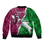 Personalised Rabbitohs And Eagles Rugby Bomber Jacket NRL 2024 Dynamic Together
