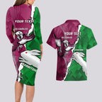 Personalised Rabbitohs And Eagles Rugby Couples Matching Long Sleeve Bodycon Dress and Hawaiian Shirt NRL 2024 Dynamic Together