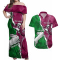 Personalised Rabbitohs And Eagles Rugby Couples Matching Off Shoulder Maxi Dress and Hawaiian Shirt NRL 2024 Dynamic Together