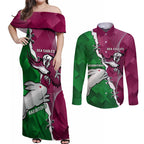 Personalised Rabbitohs And Eagles Rugby Couples Matching Off Shoulder Maxi Dress and Long Sleeve Button Shirt NRL 2024 Dynamic Together