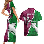 Personalised Rabbitohs And Eagles Rugby Couples Matching Short Sleeve Bodycon Dress and Hawaiian Shirt NRL 2024 Dynamic Together