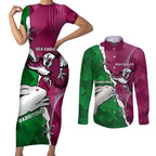 Personalised Rabbitohs And Eagles Rugby Couples Matching Short Sleeve Bodycon Dress and Long Sleeve Button Shirt NRL 2024 Dynamic Together