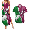 Personalised Rabbitohs And Eagles Rugby Couples Matching Summer Maxi Dress and Hawaiian Shirt NRL 2024 Dynamic Together
