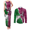 Personalised Rabbitohs And Eagles Rugby Couples Matching Tank Maxi Dress and Long Sleeve Button Shirt NRL 2024 Dynamic Together