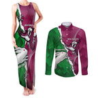 Personalised Rabbitohs And Eagles Rugby Couples Matching Tank Maxi Dress and Long Sleeve Button Shirt NRL 2024 Dynamic Together