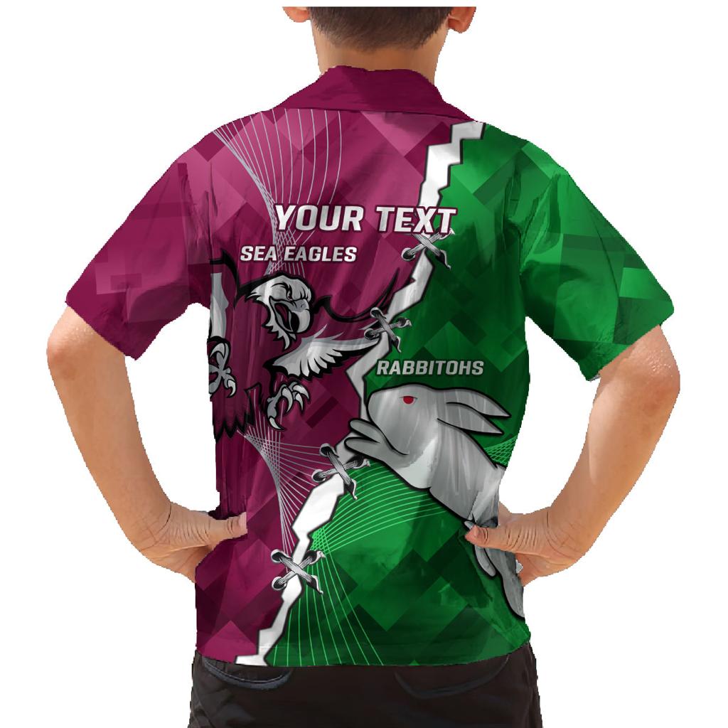 Personalised Rabbitohs And Eagles Rugby Family Matching Mermaid Dress and Hawaiian Shirt NRL 2024 Dynamic Together