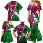 Personalised Rabbitohs And Eagles Rugby Family Matching Mermaid Dress and Hawaiian Shirt NRL 2024 Dynamic Together