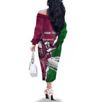 Personalised Rabbitohs And Eagles Rugby Family Matching Off Shoulder Long Sleeve Dress and Hawaiian Shirt NRL 2024 Dynamic Together