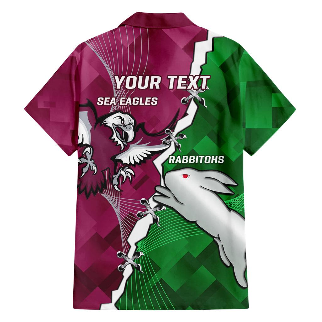 Personalised Rabbitohs And Eagles Rugby Family Matching Off Shoulder Maxi Dress and Hawaiian Shirt NRL 2024 Dynamic Together