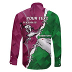 Personalised Rabbitohs And Eagles Rugby Family Matching Off Shoulder Short Dress and Hawaiian Shirt NRL 2024 Dynamic Together