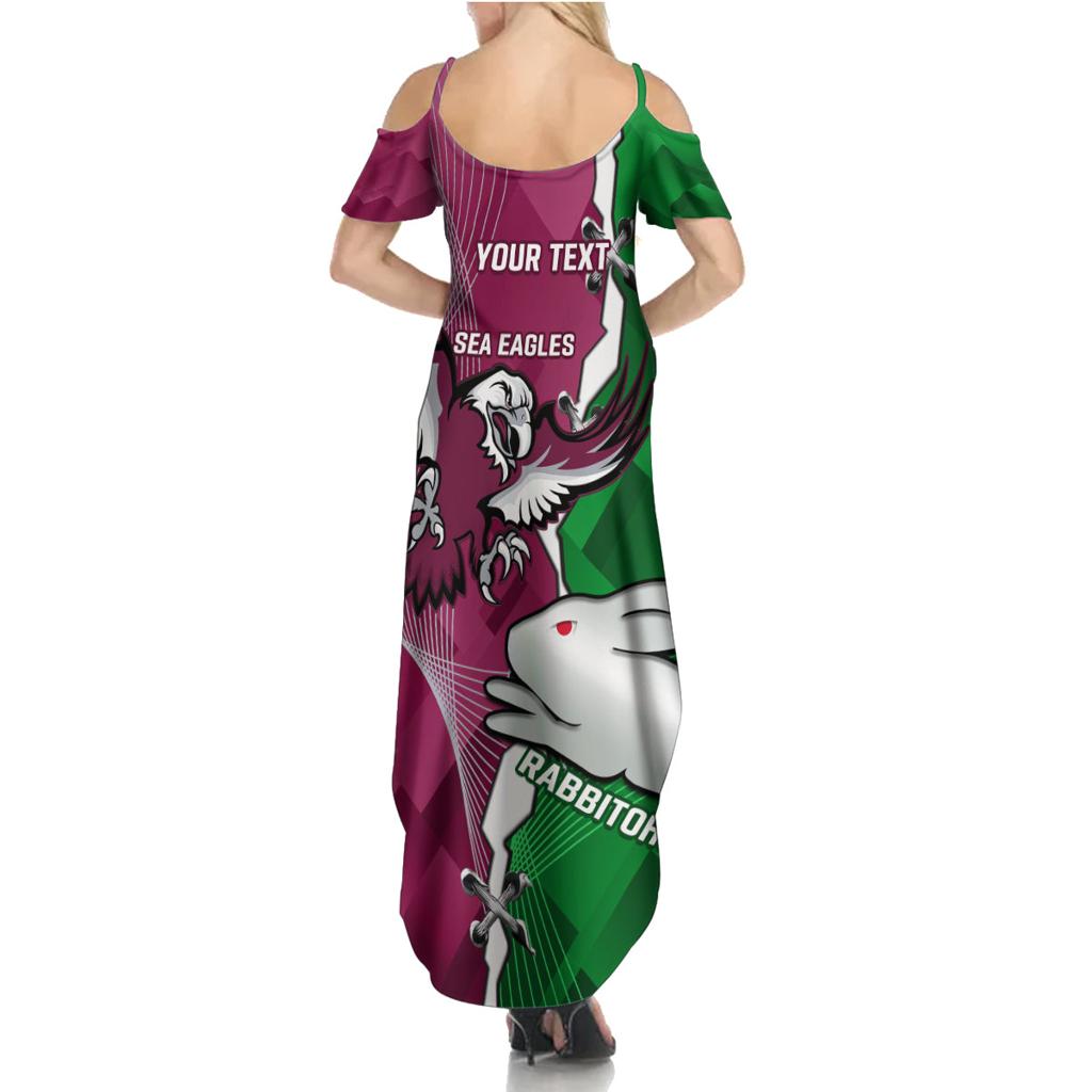 Personalised Rabbitohs And Eagles Rugby Family Matching Summer Maxi Dress and Hawaiian Shirt NRL 2024 Dynamic Together