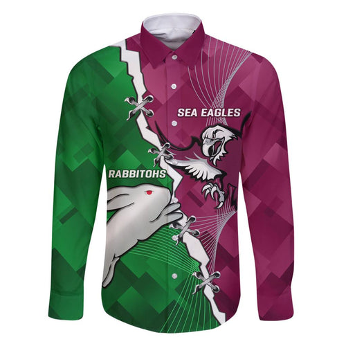 Personalised Rabbitohs And Eagles Rugby Family Matching Tank Maxi Dress and Hawaiian Shirt NRL 2024 Dynamic Together