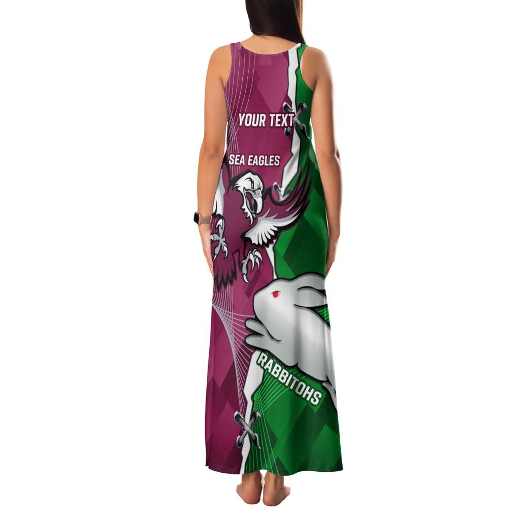Personalised Rabbitohs And Eagles Rugby Family Matching Tank Maxi Dress and Hawaiian Shirt NRL 2024 Dynamic Together