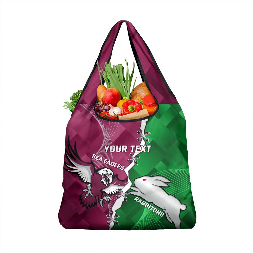 Personalised Rabbitohs And Eagles Rugby Grocery Bag NRL Dynamic Together