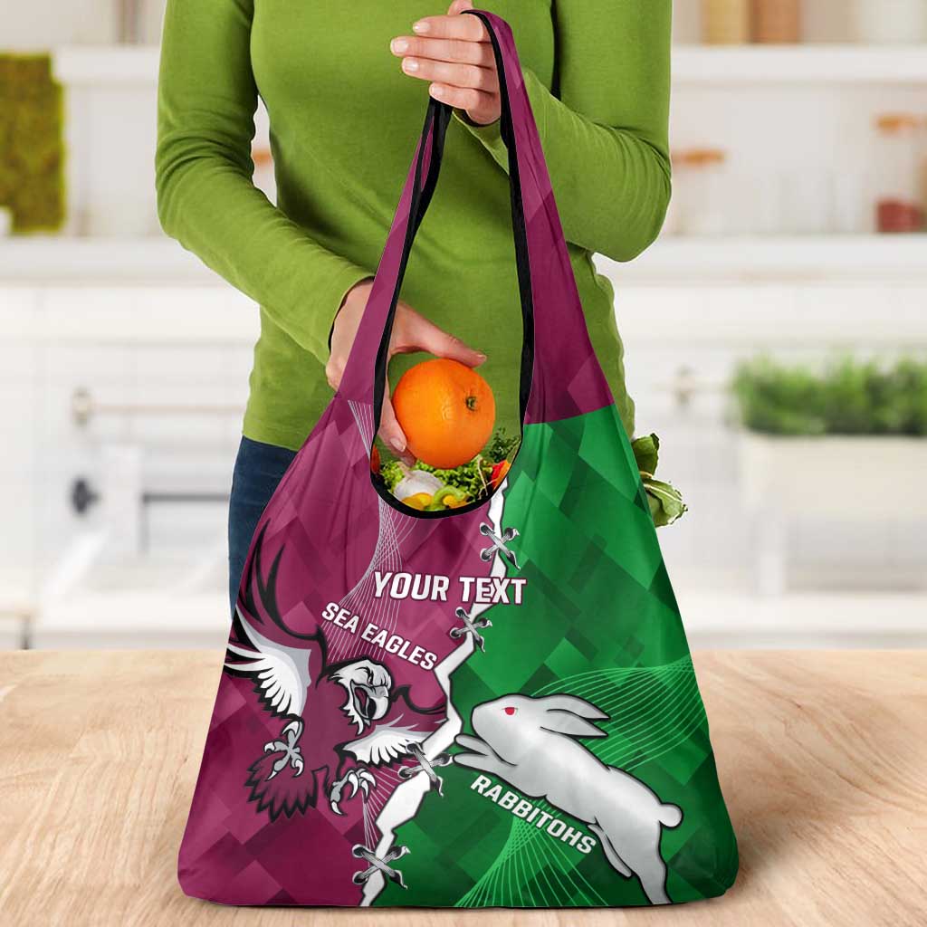 Personalised Rabbitohs And Eagles Rugby Grocery Bag NRL Dynamic Together