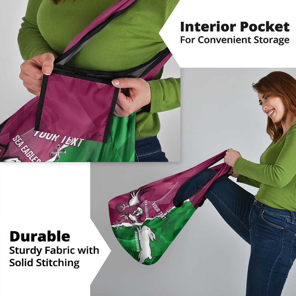 Personalised Rabbitohs And Eagles Rugby Grocery Bag NRL Dynamic Together
