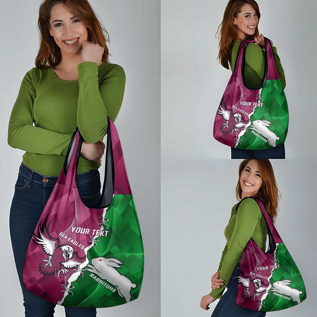 Personalised Rabbitohs And Eagles Rugby Grocery Bag NRL Dynamic Together