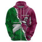 Personalised Rabbitohs And Eagles Rugby Hoodie NRL 2024 Dynamic Together
