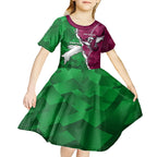 Personalised Rabbitohs And Eagles Rugby Kid Short Sleeve Dress NRL 2024 Dynamic Together