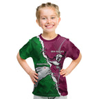 Personalised Rabbitohs And Eagles Rugby Kid T Shirt NRL 2024 Dynamic Together