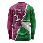 Personalised Rabbitohs And Eagles Rugby Long Sleeve Shirt NRL 2024 Dynamic Together