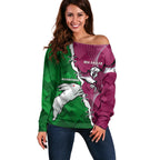 Personalised Rabbitohs And Eagles Rugby Off Shoulder Sweater NRL 2024 Dynamic Together