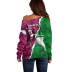 Personalised Rabbitohs And Eagles Rugby Off Shoulder Sweater NRL 2024 Dynamic Together