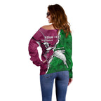 Personalised Rabbitohs And Eagles Rugby Off Shoulder Sweater NRL 2024 Dynamic Together