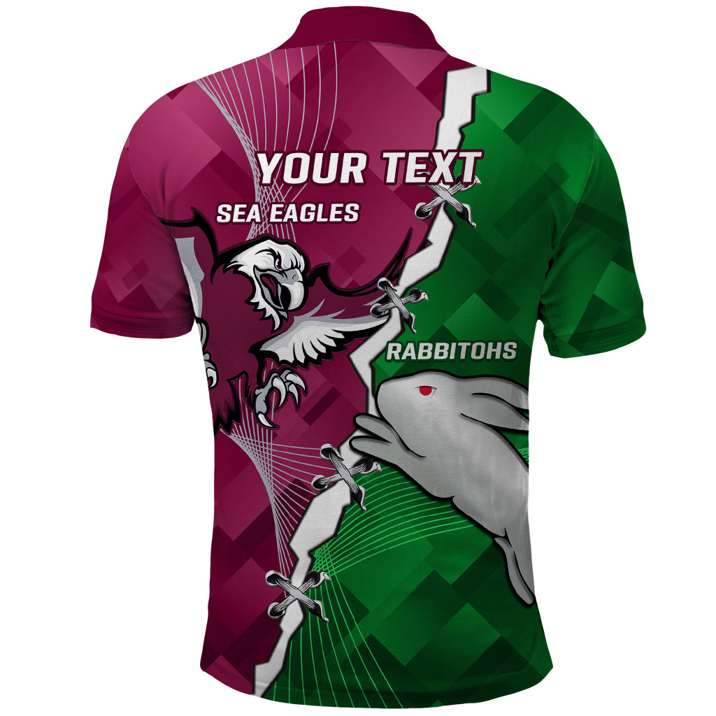 Personalised Rabbitohs And Eagles Rugby Polo Shirt NRL 2024 Dynamic Together