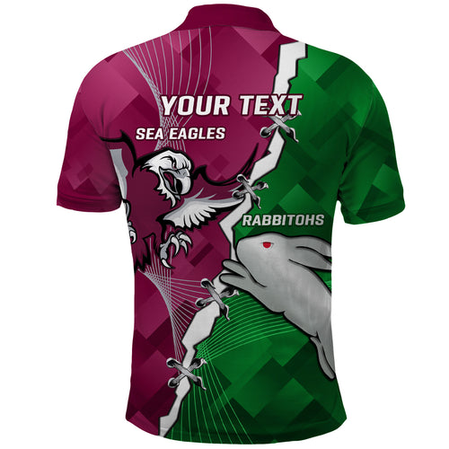 Personalised Rabbitohs And Eagles Rugby Polo Shirt NRL 2024 Dynamic Together