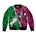 Personalised Rabbitohs And Eagles Rugby Sleeve Zip Bomber Jacket NRL 2024 Dynamic Together