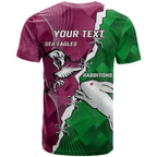 Personalised Rabbitohs And Eagles Rugby T Shirt NRL 2024 Dynamic Together