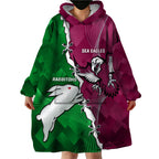 Personalised Rabbitohs And Eagles Rugby Wearable Blanket Hoodie NRL 2024 Dynamic Together