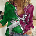 Personalised Rabbitohs And Eagles Rugby Women Casual Shirt NRL 2024 Dynamic Together