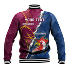 Personalised Roosters And Broncos Rugby Baseball Jacket NRL 2024 Dynamic Together