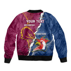 Personalised Roosters And Broncos Rugby Bomber Jacket NRL 2024 Dynamic Together