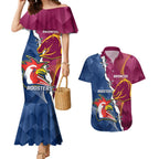Personalised Roosters And Broncos Rugby Couples Matching Mermaid Dress and Hawaiian Shirt NRL 2024 Dynamic Together