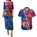 Personalised Roosters And Broncos Rugby Couples Matching Puletasi and Hawaiian Shirt NRL 2024 Dynamic Together