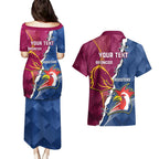 Personalised Roosters And Broncos Rugby Couples Matching Puletasi and Hawaiian Shirt NRL 2024 Dynamic Together