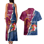 Personalised Roosters And Broncos Rugby Couples Matching Tank Maxi Dress and Hawaiian Shirt NRL 2024 Dynamic Together