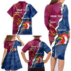Personalised Roosters And Broncos Rugby Family Matching Long Sleeve Bodycon Dress and Hawaiian Shirt NRL 2024 Dynamic Together