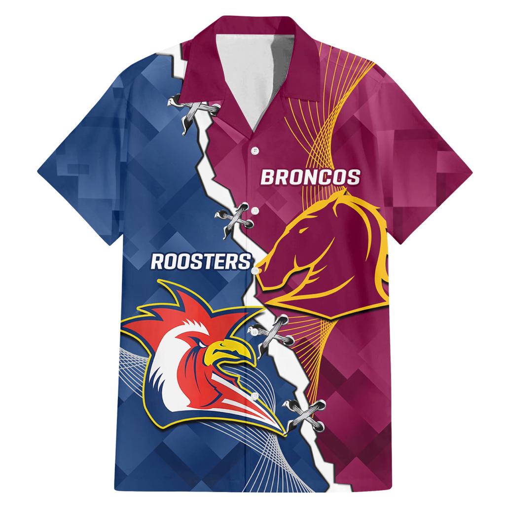 Personalised Roosters And Broncos Rugby Family Matching Mermaid Dress and Hawaiian Shirt NRL 2024 Dynamic Together