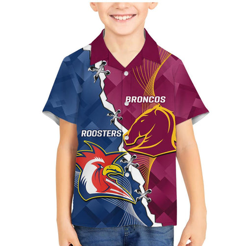 Personalised Roosters And Broncos Rugby Family Matching Mermaid Dress and Hawaiian Shirt NRL 2024 Dynamic Together