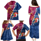 Personalised Roosters And Broncos Rugby Family Matching Puletasi and Hawaiian Shirt NRL 2024 Dynamic Together