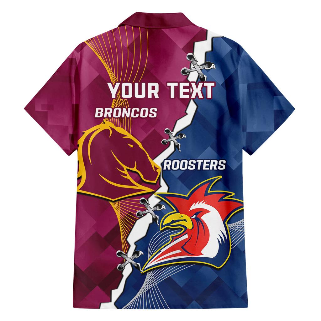 Personalised Roosters And Broncos Rugby Family Matching Puletasi and Hawaiian Shirt NRL 2024 Dynamic Together