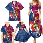 Personalised Roosters And Broncos Rugby Family Matching Summer Maxi Dress and Hawaiian Shirt NRL 2024 Dynamic Together