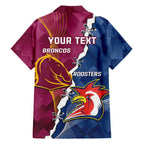 Personalised Roosters And Broncos Rugby Family Matching Summer Maxi Dress and Hawaiian Shirt NRL 2024 Dynamic Together