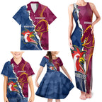 Personalised Roosters And Broncos Rugby Family Matching Tank Maxi Dress and Hawaiian Shirt NRL 2024 Dynamic Together